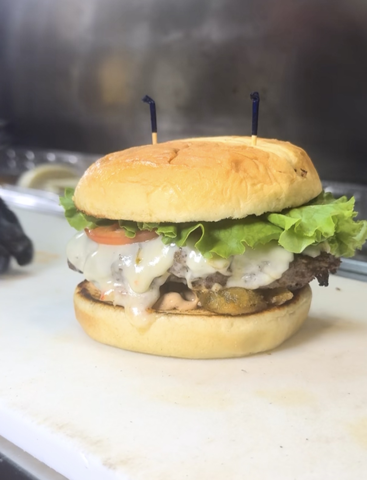 Fireworks Chipotle Burger at Famous Sam’s on River in Tucson