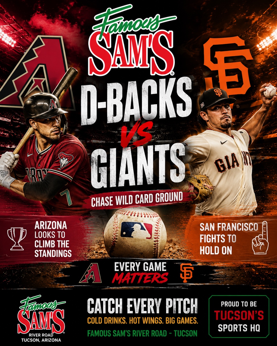 Famous Sam's River Road sports bar table for a Tucson game-day week